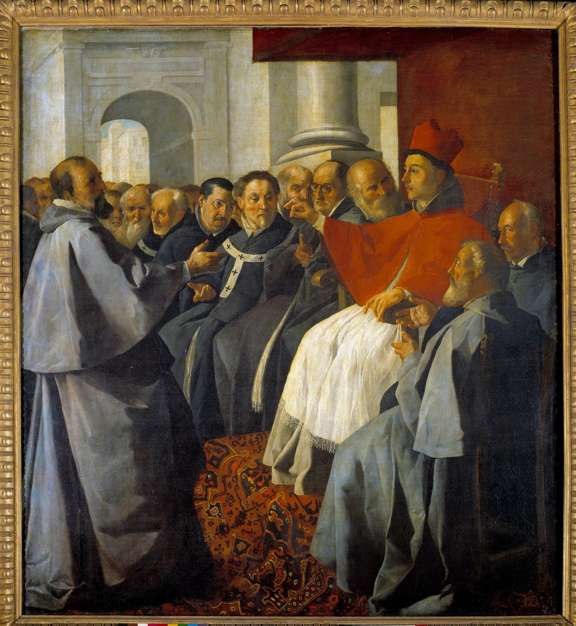 São Boaventura (San Bonaventura da Bagnoregio) (1221-1274) no Conselho de Lyon em 1274 Pintura de Francisco de Zurbaran (1598-1664) de Francisco de Zurbaran
