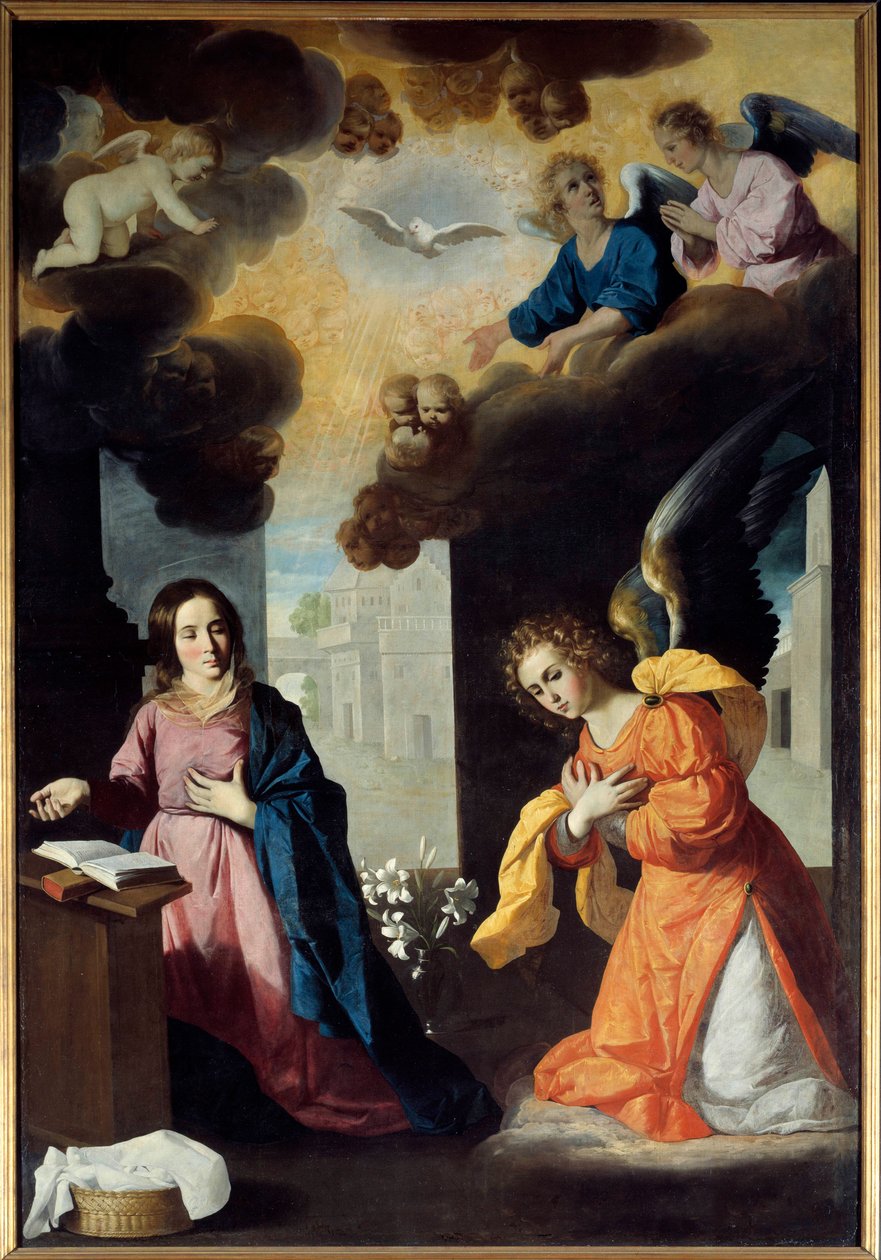 A Pintura de Anunciação de Francisco de Zurbaran (1598-1664) 1638 Sol. 2,67x1,85 m. Grenoble. Museu de Belas Artes de Francisco de Zurbaran