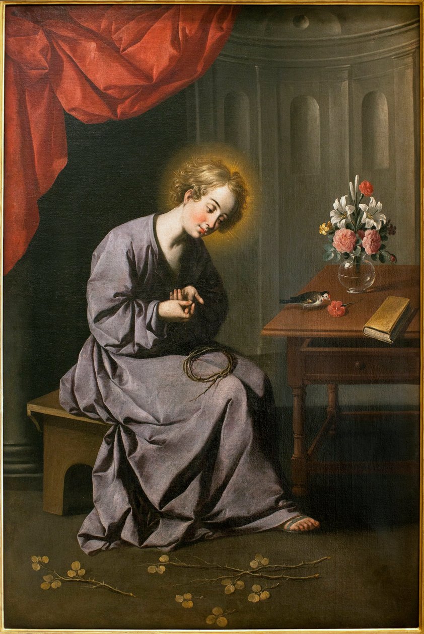 A Criança tem a Espinha - Pintura de Francisco de Zurbaran (1598-1664), Oil On Canvas, cerca de 1630 - Museu de Belas Artes de Sevilha, Espanha de Francisco de Zurbaran