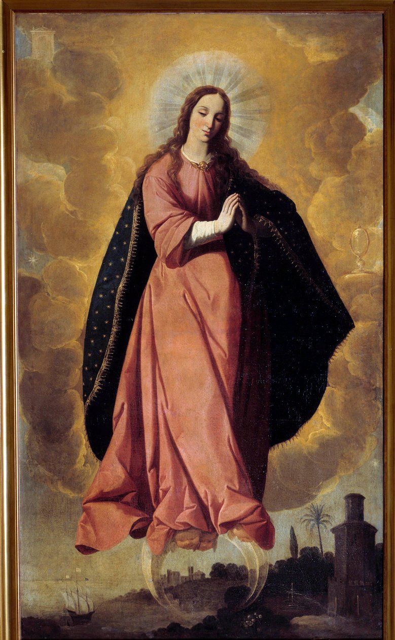 The Immaculee Painting Design de Francisco de Zurbaran (1598-1664) Marchena do século XVII. Igreja de São João Batista de Francisco de Zurbaran