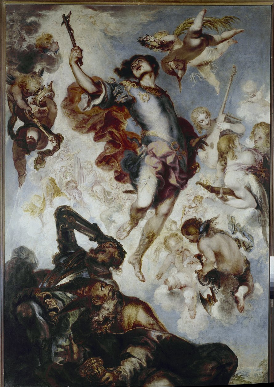 O Triunfo de Hermenegilde (Príncipe e Mártir Visigodo, ca. 560-585) - Óleo sobre tela de Francisco the Younger Herrera