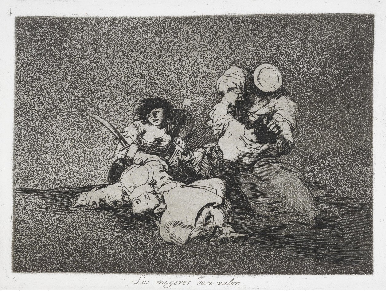As mulheres dão coragem (Las mugeres dan valor) da série Os Desastres da Guerra (Los Desastres d ... de Francisco de Goya