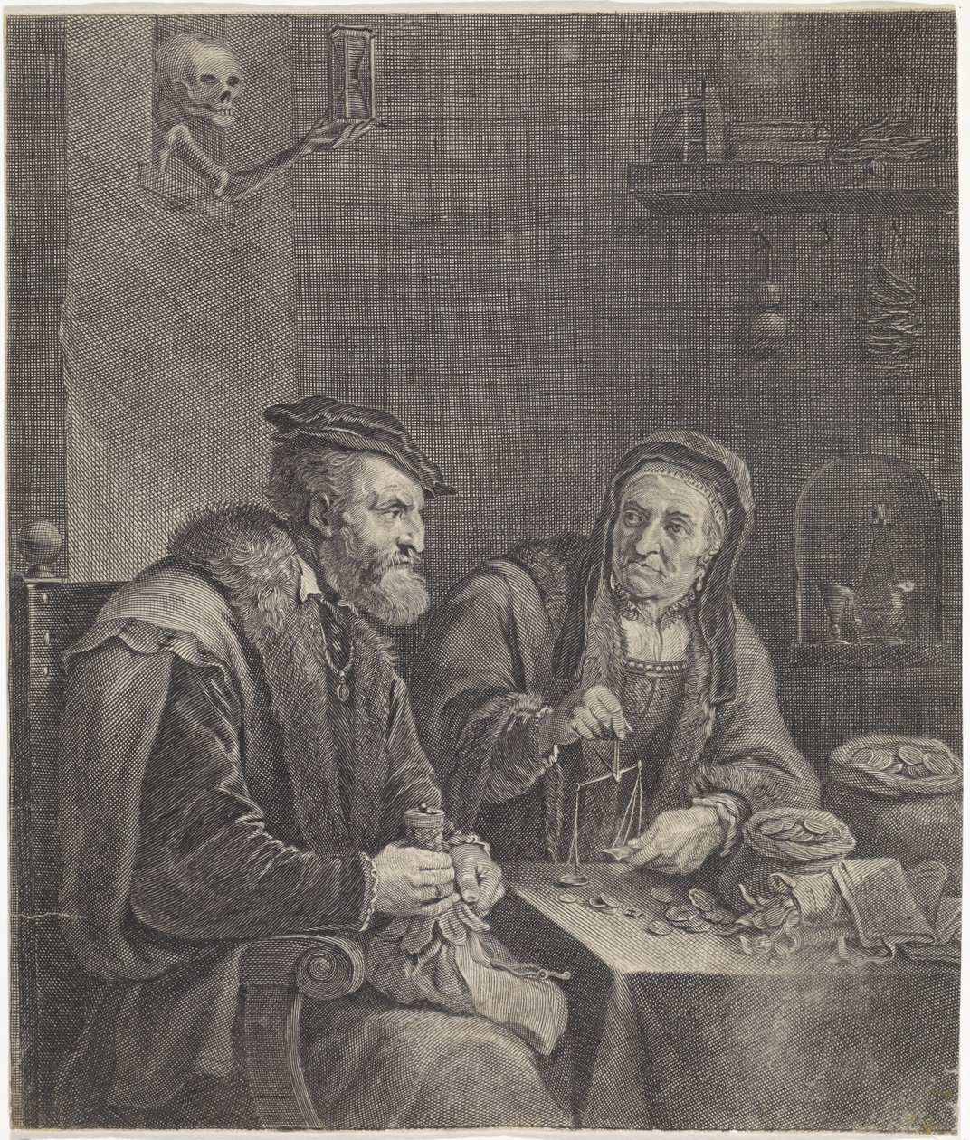 Um, par, pesando, dinheiro de Franciscus van der Steen