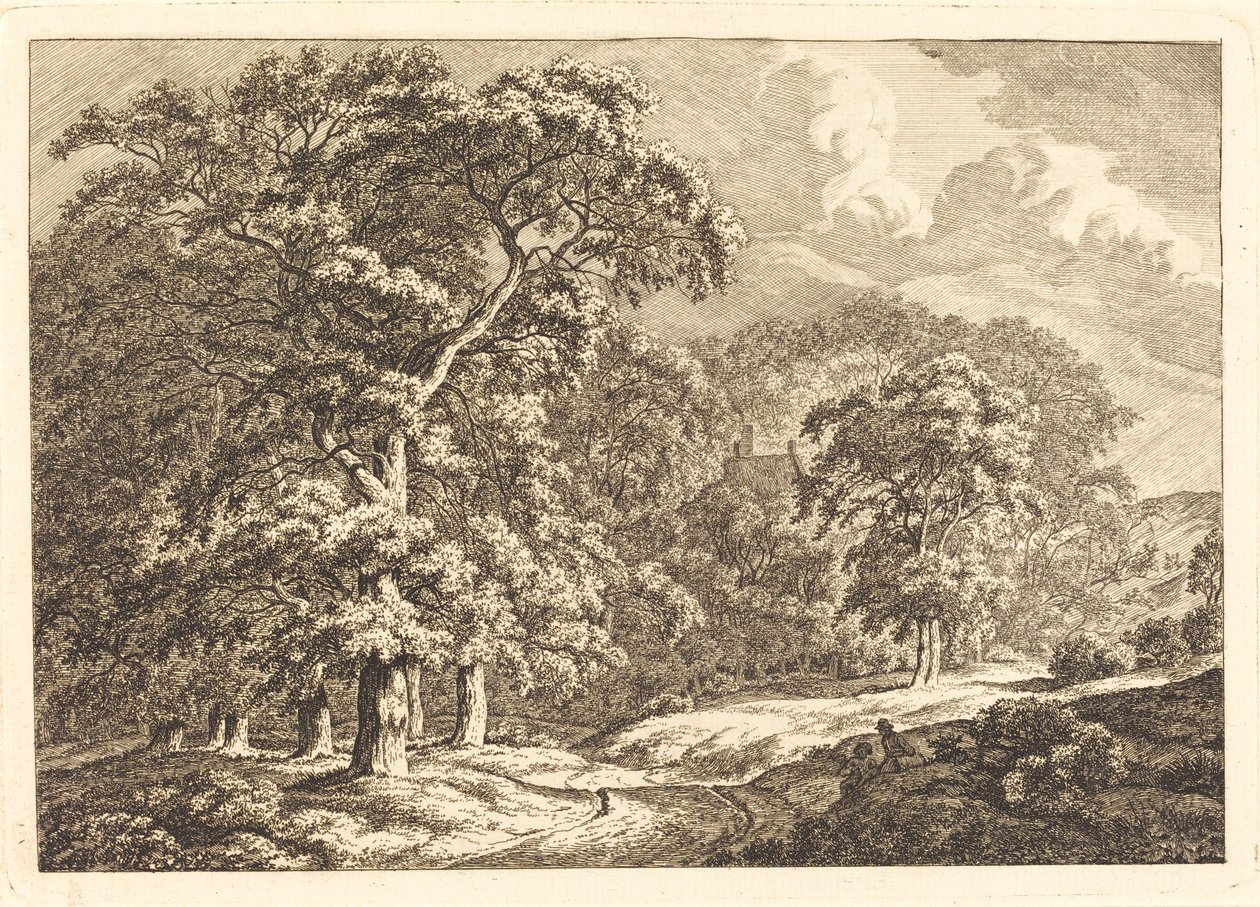 Floresta com viajantes por uma estrada de Franciscus A. Milatz