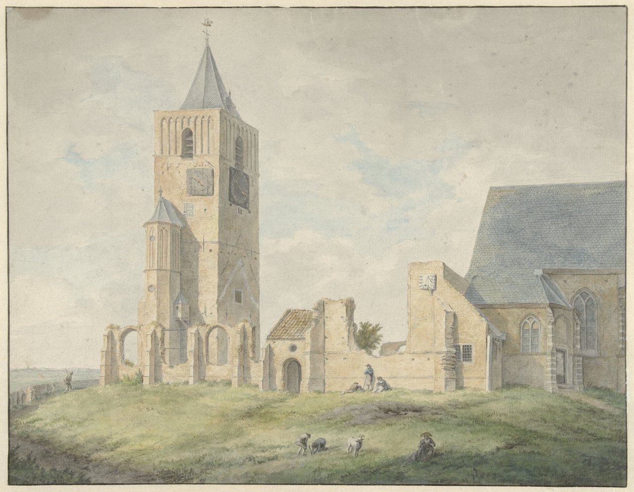 Ruínas da igreja em Warmond de Franciscus Andreas Milatz