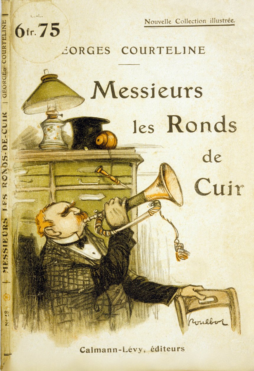 Capa de "Messieurs les ronds de cuir" de Georges Courteline, c.1908 (cor litho) de Francisque Poulbot