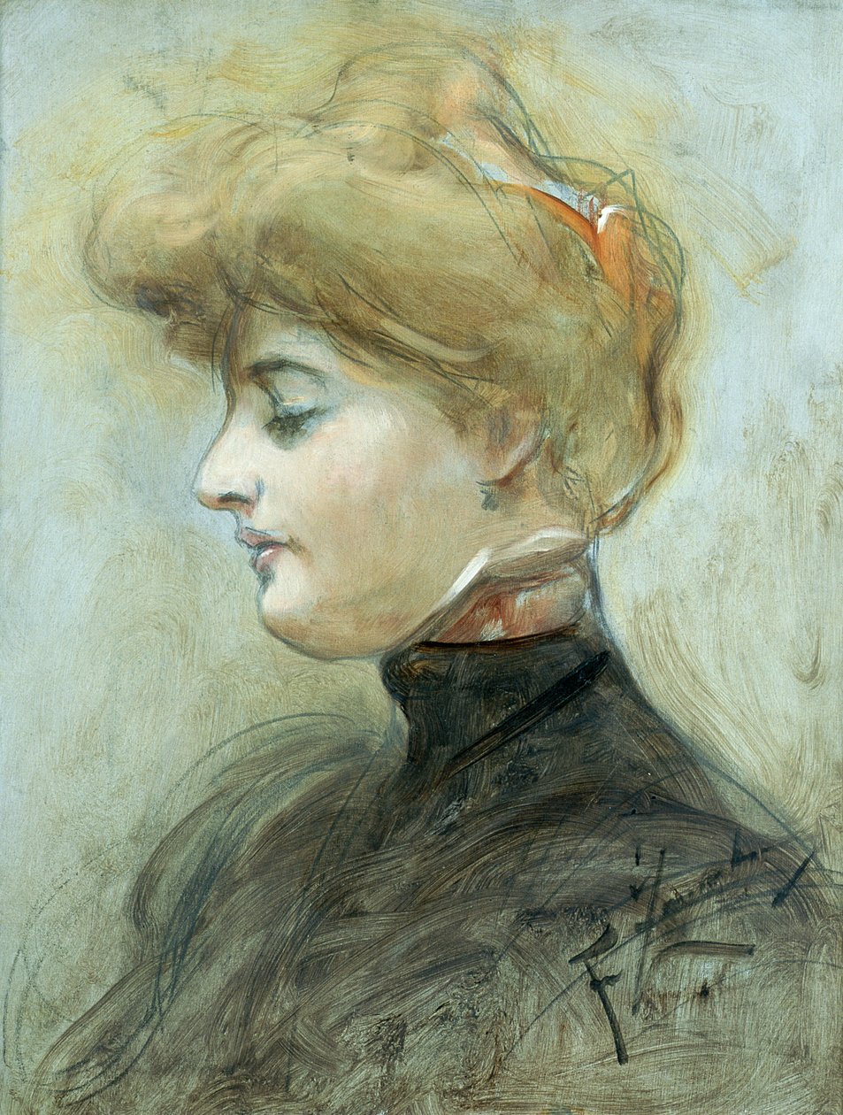 Cabeça de uma mulher loura, c.1895 de Franciszek Zmurko