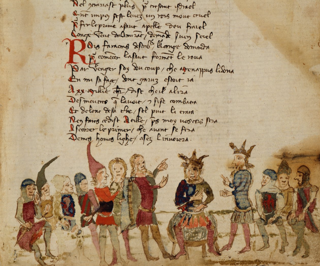 Ms Est 27 W 8.17 f.3r Átila, o Huno (c.406-453) e sua Corte, da Guerra de Átila por Nicola da Casola de Franco Italian School