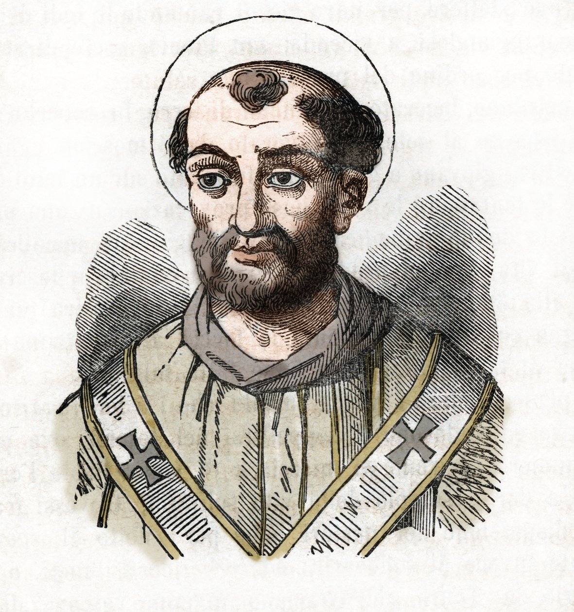 Antiquito: representação do Papa Fabien (Fabian ou Fabiano ou Fabianus) (236-250) Desenho de "Misteri del Vaticano" de Franco Mistrali de Franco Mistrali