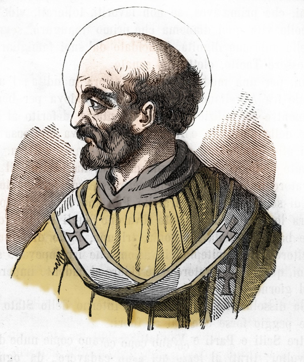 Antiguidade: representação do Papa Sixtus II (Sixtus ou Sisto) (258) Desenho de "Misteri del Vaticano" de Franco Mistrali de Franco Mistrali