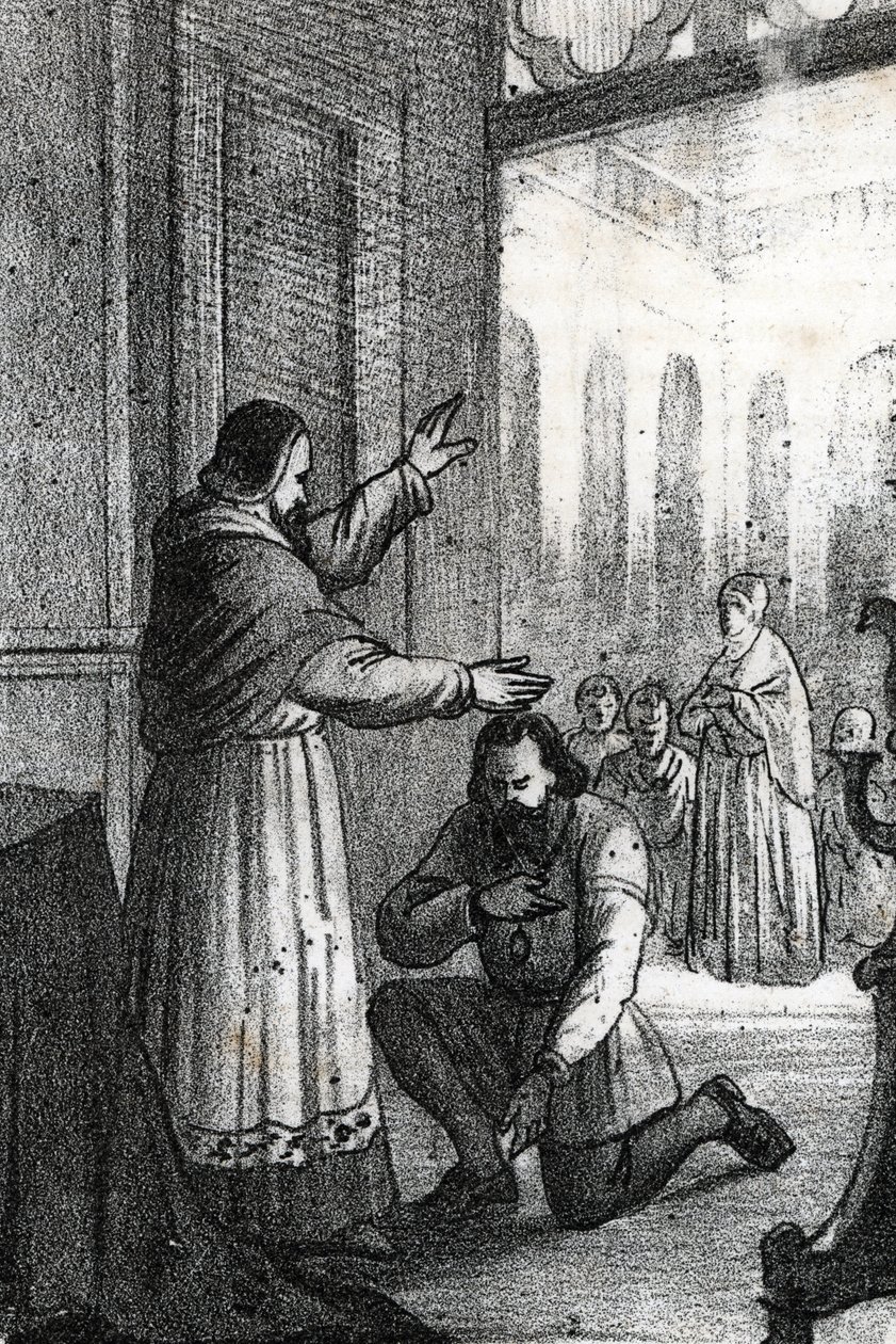 Encontro entre o Papa Paulo III e Charles Quint em Rocca di Busseto em 1543 de Franco Mistrali
