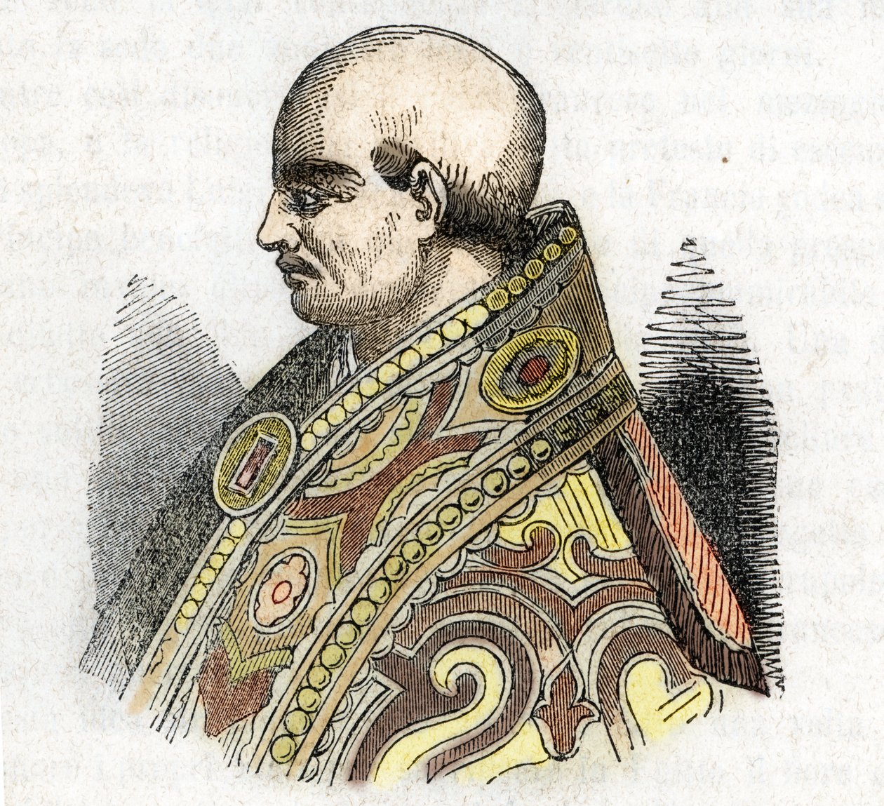 Idade Média: representação do Papa Urbano IV (Urbanus ou Urbanus ou Urbano) (1261-1264) Desenho de "Misteri del Vaticano" de Franco Mistrali de Franco Mistrali