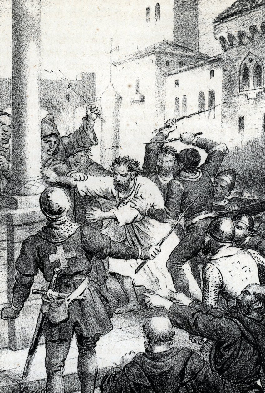 Penitência de Raymond VI, conde de Toulouse - Le 22/06/1209 Raymond VI Comte de Toulouse, excomunhão do Papa Inocêncio III (Milon legat du pope) por não perseguir os cátaros, acusa de ser o instigador do assassinato de Pierre de Castelnau, feito honra de Franco Mistrali