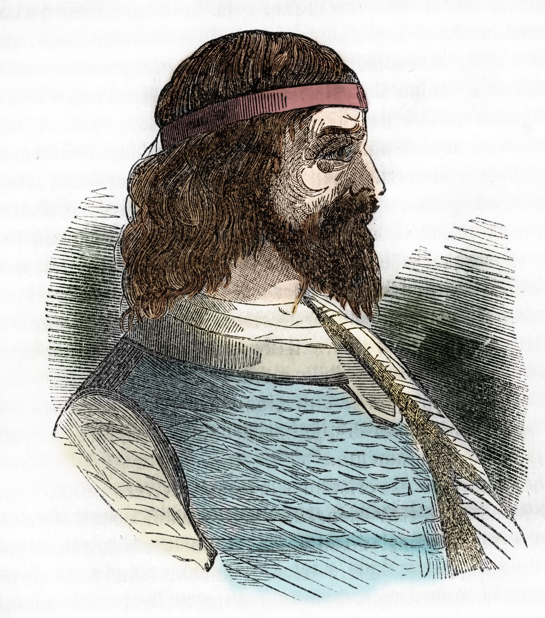 Retrato de Odoacre (Odovacar), líder dos aliados de Herules nos hunos e ministro de Átila (435-493) (Odoacer ou Flavius Odovacer) tirado de "I misteri del vaticano" de Franco Mistrali 1843 de Franco Mistrali