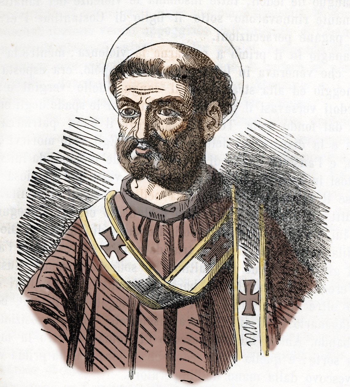 Retrato do Papa Libere (Liberius) (352-366) Gravura de "I misteri del vaticano" de Franco Mistrali 1843 de Franco Mistrali