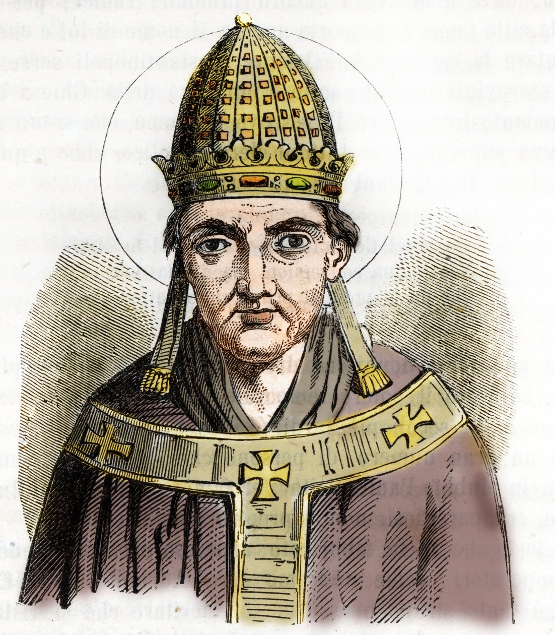 Retrato do Papa Sylvestre I (Silvestre ou Sylvester ou Silvestro) (314-335) - Desenho de "Misteri del Vaticano" de Franco Mistrali de Franco Mistrali