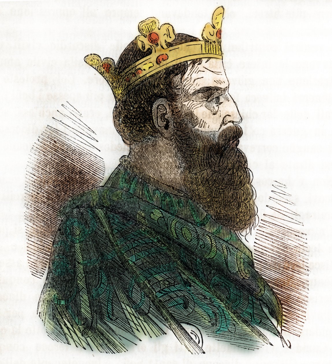 Retrato do Imperador Bizantino Leão III o Isauriano ou o Sírio (680-741) (Leão III o Imperador Isauriano do Império Bizantino) tirado de "I misteri del vaticano" de Franco Mistrali 1843 de Franco Mistrali