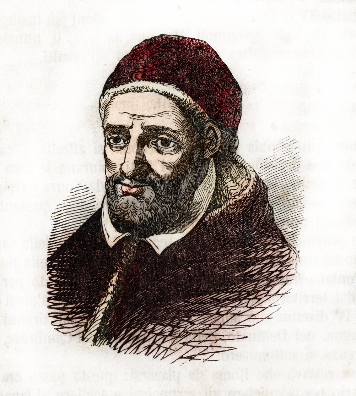 Representação do Papa Clemente VIII (Clemente ou Clemens) (1592-1605) Desenho de "Misteri del Vaticano" de Franco Mistrali de Franco Mistrali
