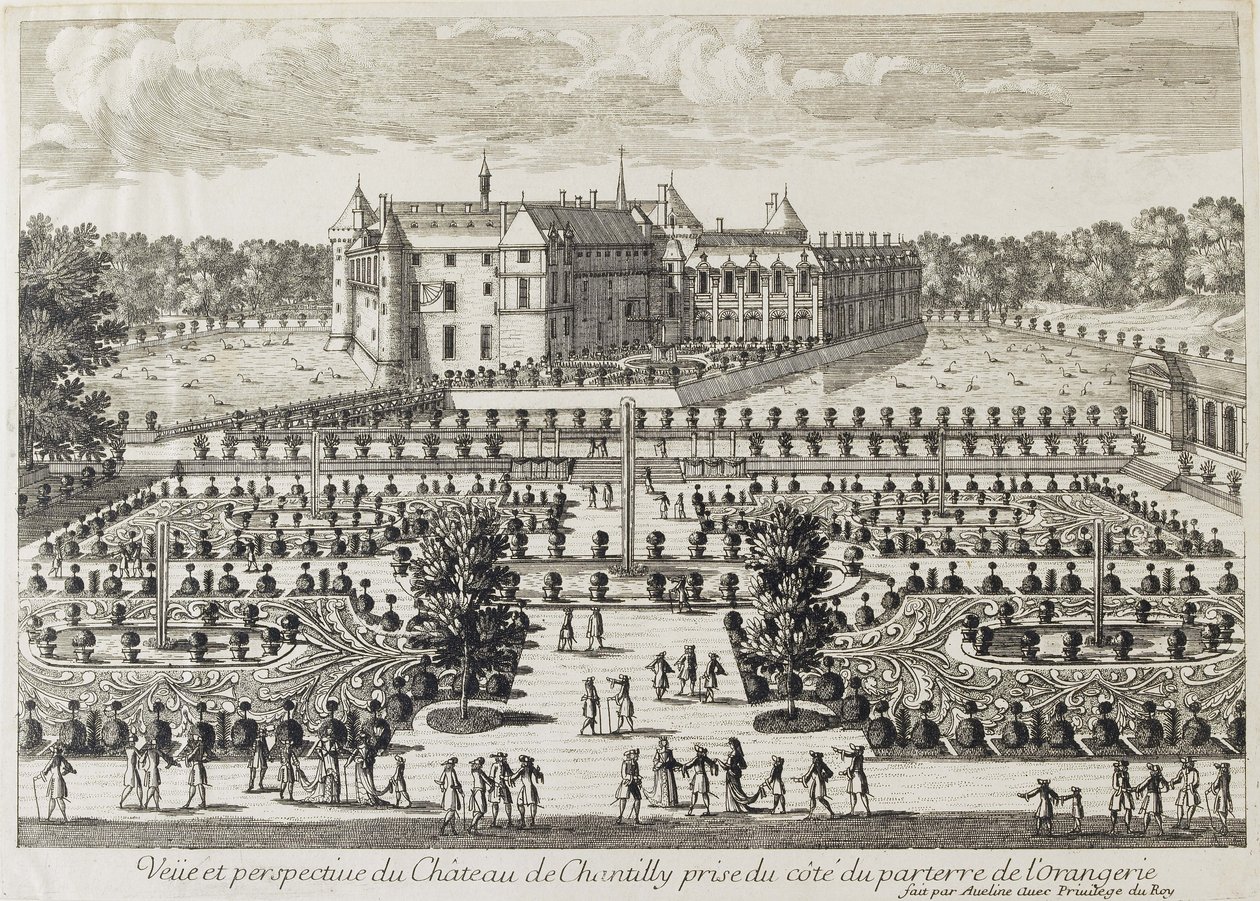 Vista do Castelo de Chantilly da Orangerie de Francois-Antoine Aveline