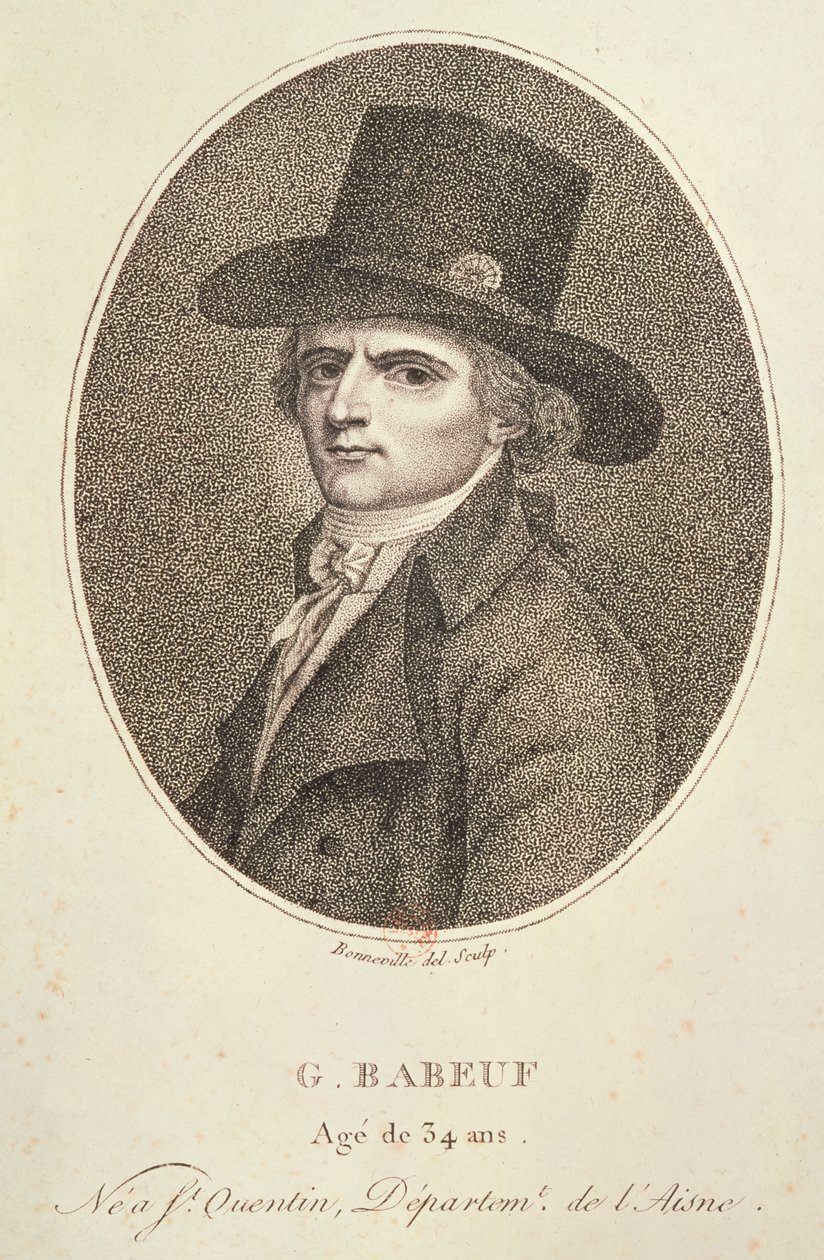 Medalhão Retrato de François Noel (1760-97), conhecido como Gracchus Babeuf, 1794 de Francois Bonneville