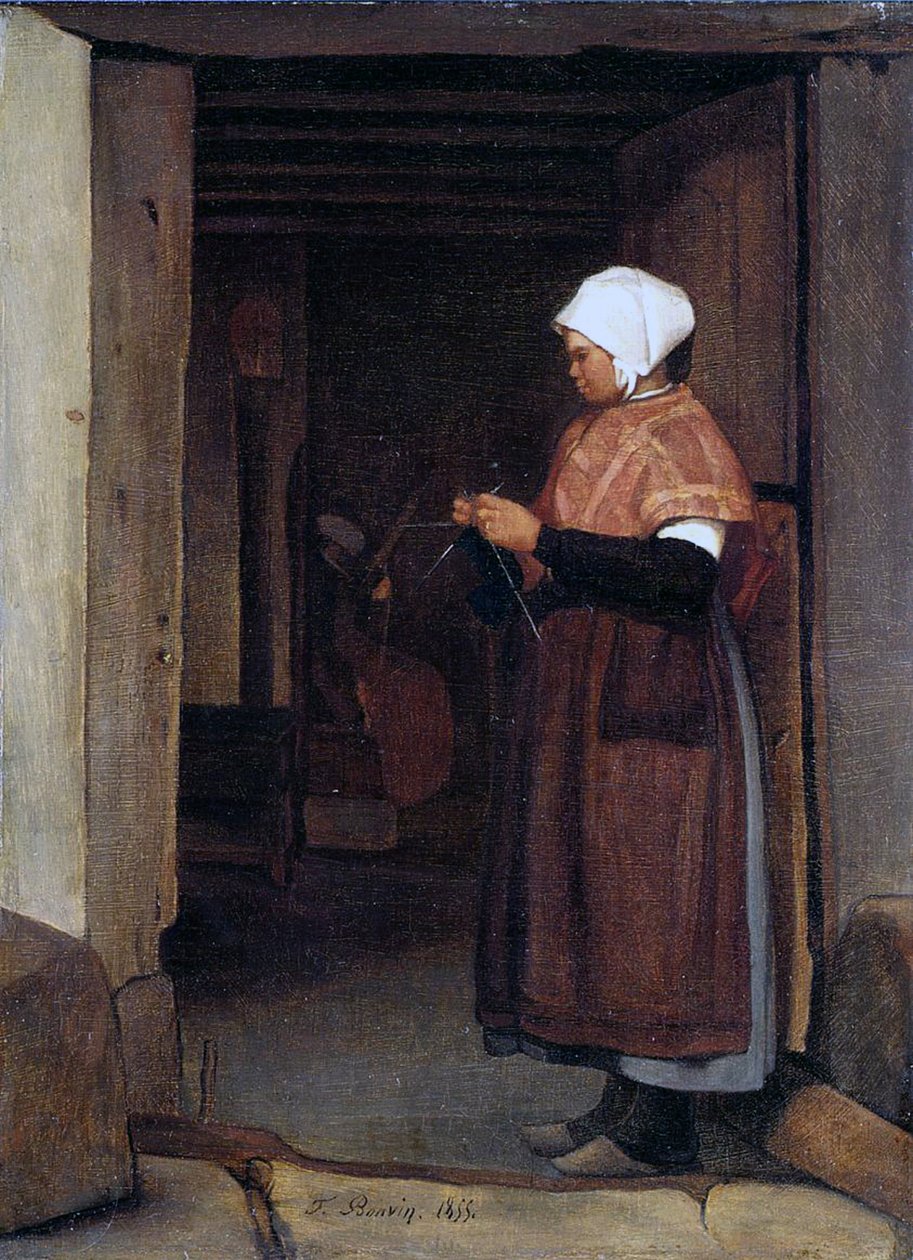 Camponesa tricô, 1855 de François Bonvin