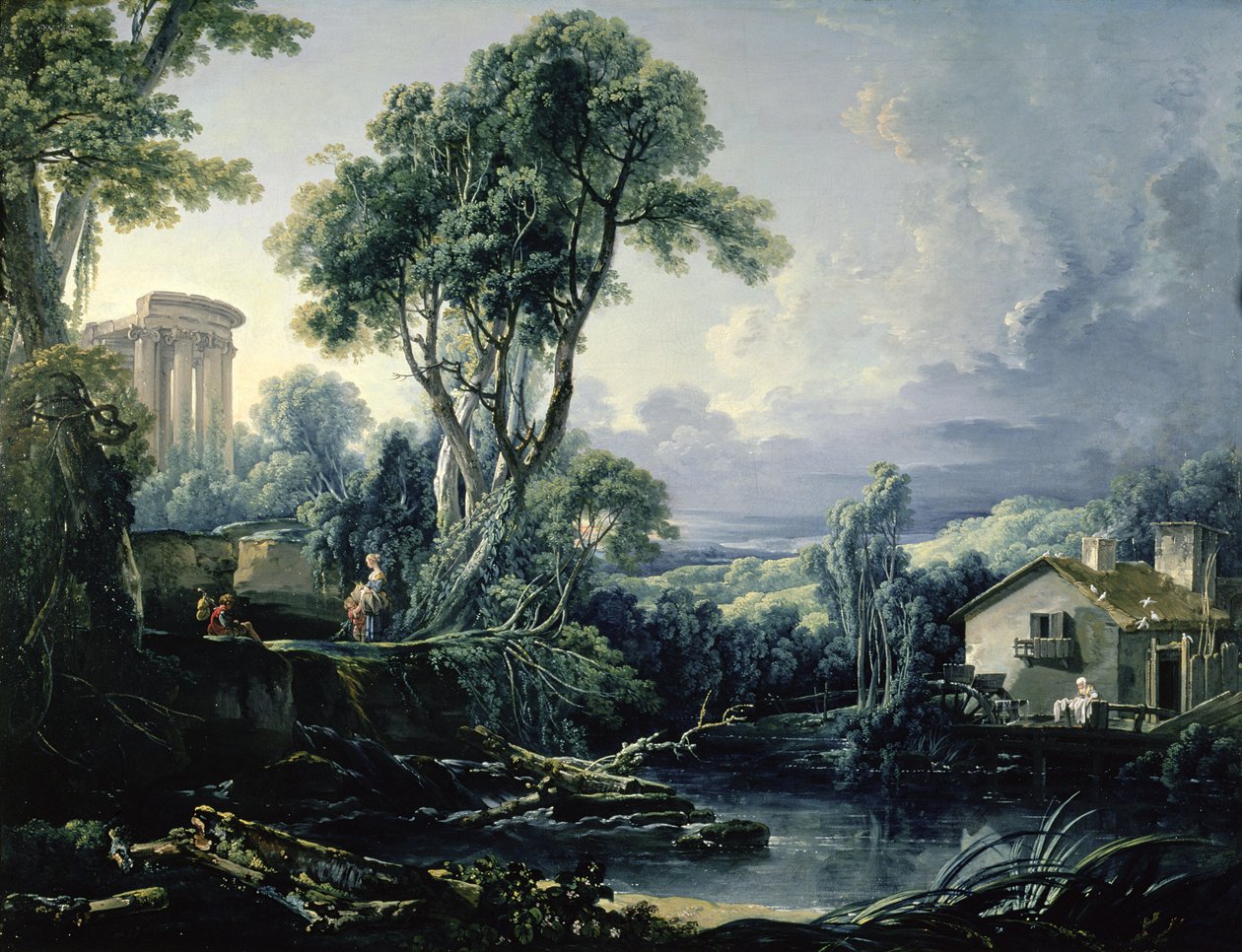 Paisagem com moinho de água, 1743 de François Boucher