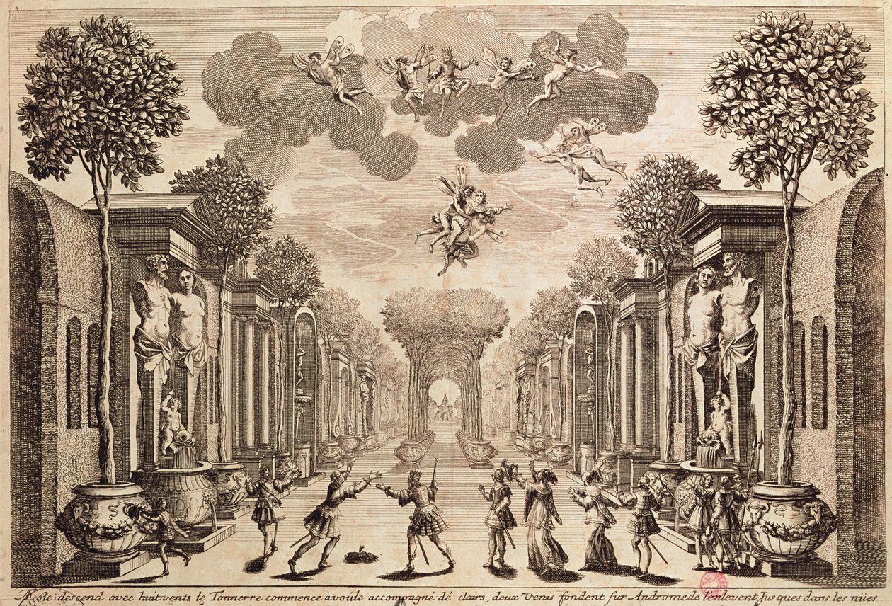 Cenário para &39;Andromede&39; de Pierre Corneille (1606-84) 1651 de Francois Chauveau