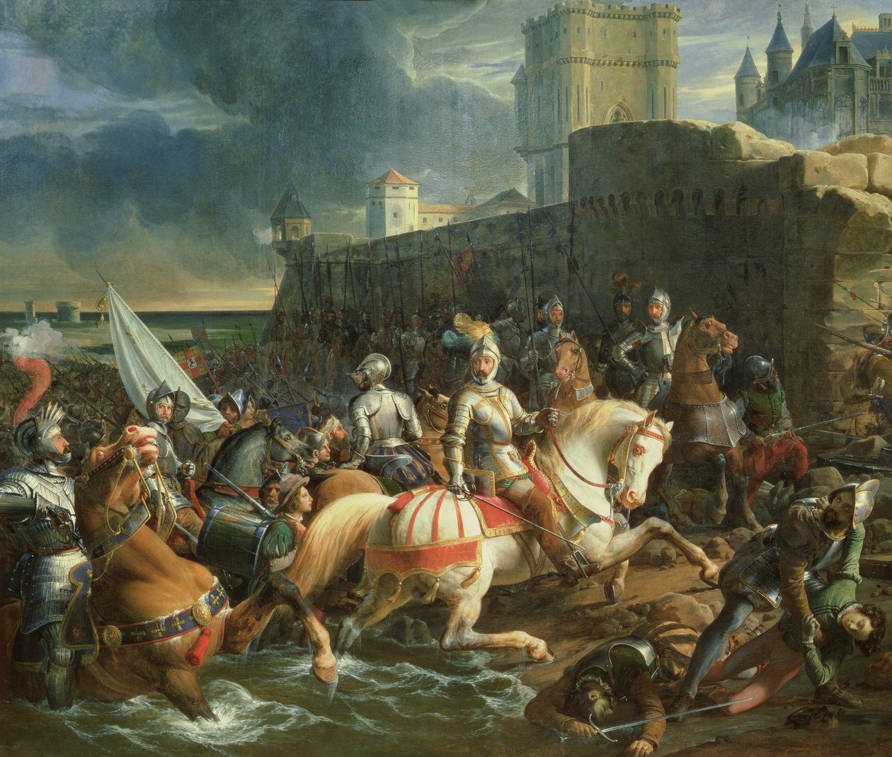 A tomada de Calais por Francis, 2o duque de Guise (1519-63) no dia 9 de janeiro de 1558 de Francois Edouard Picot