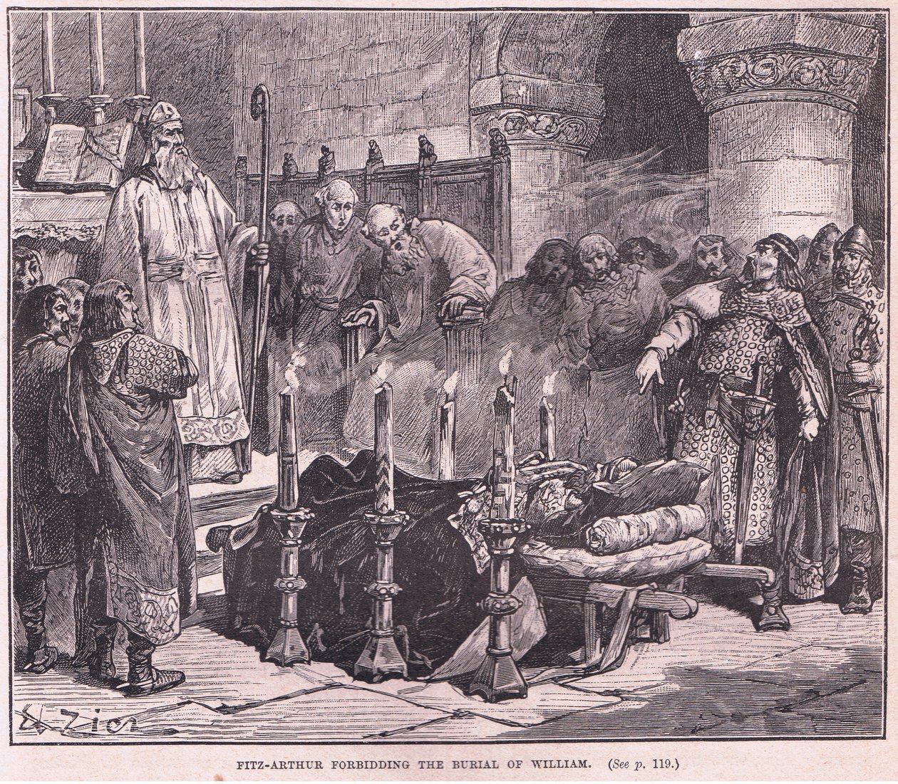 Fitzarthur proibindo o enterro de William AD 1087 de Francois Edouard Zier