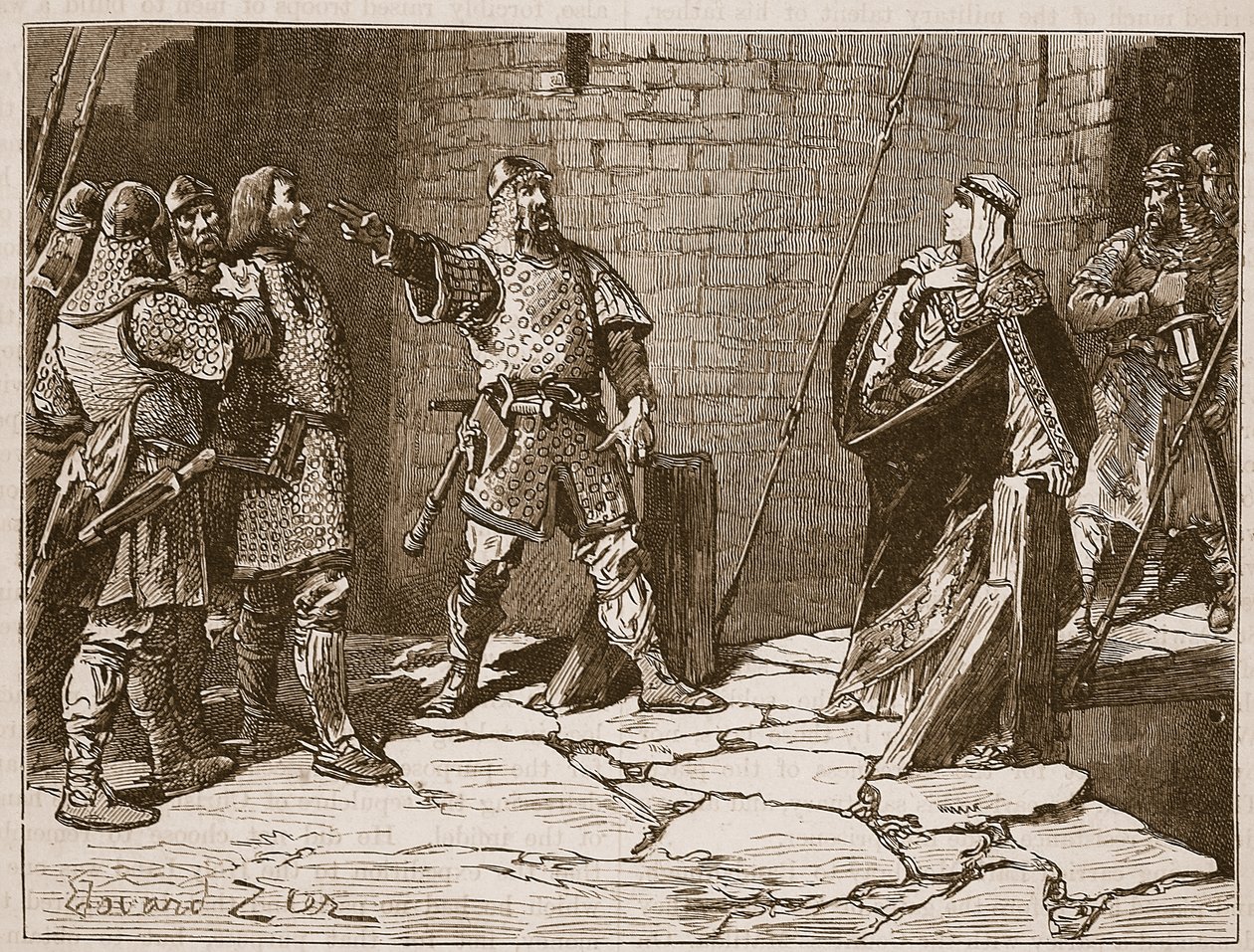 Rendição do Castelo de Bamborough, ilustração de &39;História Ilustrada de Cassell da Inglaterra&39; (foto sépia) de Francois Edouard Zier