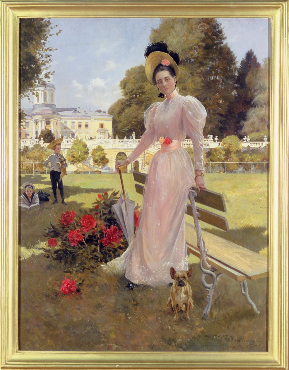 Retrato da princesa ZN Yusupova com seus dois filhos em Arkhangelskoe, 1894 de Francois Flameng