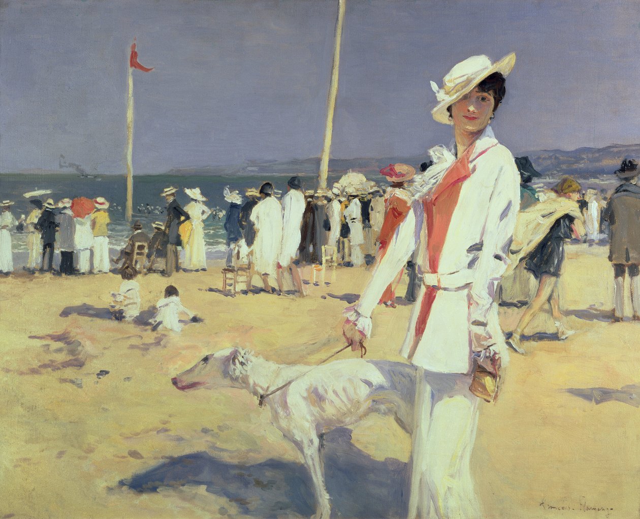 Mulher à beira-mar (Elegante à beira-mar) de Francois Flameng
