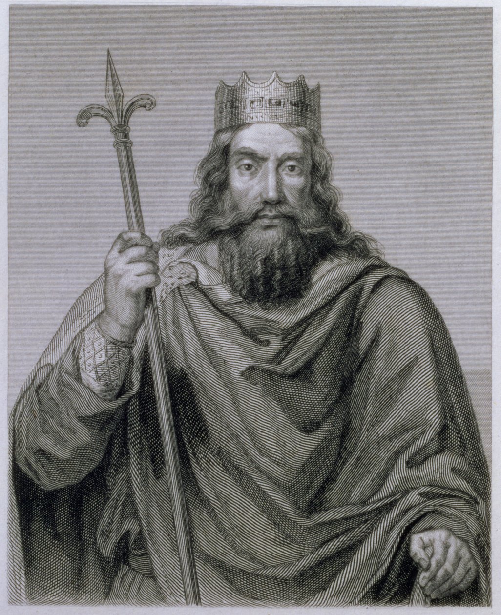 Clovis I (465-511) Regente merovíngio dos francos, gravado por G. Lewy de Francois Louis Dejuinne