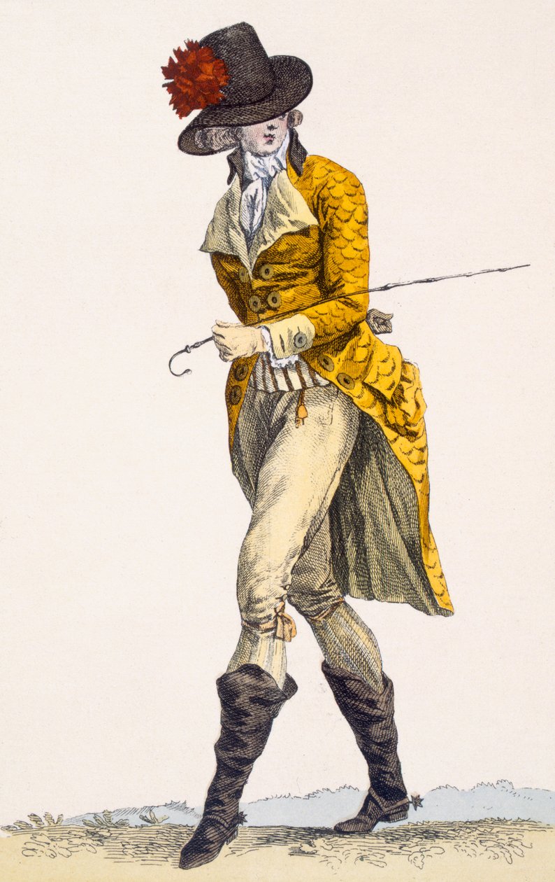 "L&39;Agiateur du Palais Royal", gravado por Baquoi, placa no.282 de "Galerias de moda e trajes franceses", c.1778-87 99: vestuário; vestido tradicional; traje tradicional; mod de Francois Louis Joseph Watteau