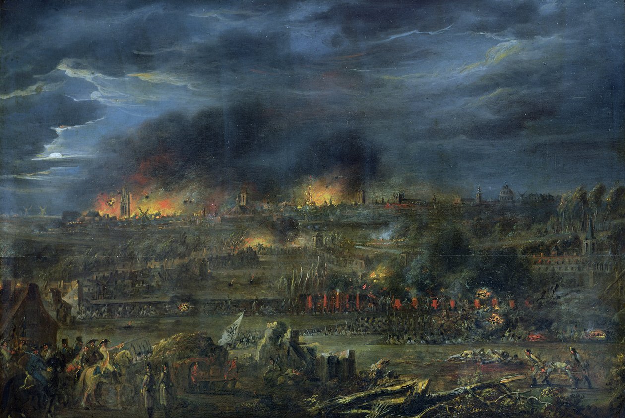 O bombardeio de Lille em 1792 de Francois Louis Joseph Watteau