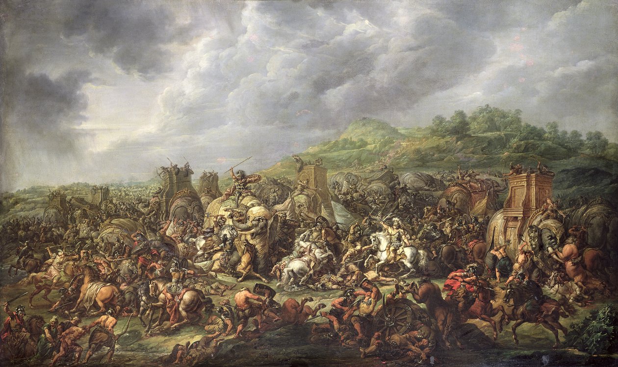 A derrota de Porus por Alexandre o Grande (356-323 aC) 327 aC de Francois Louis Joseph Watteau