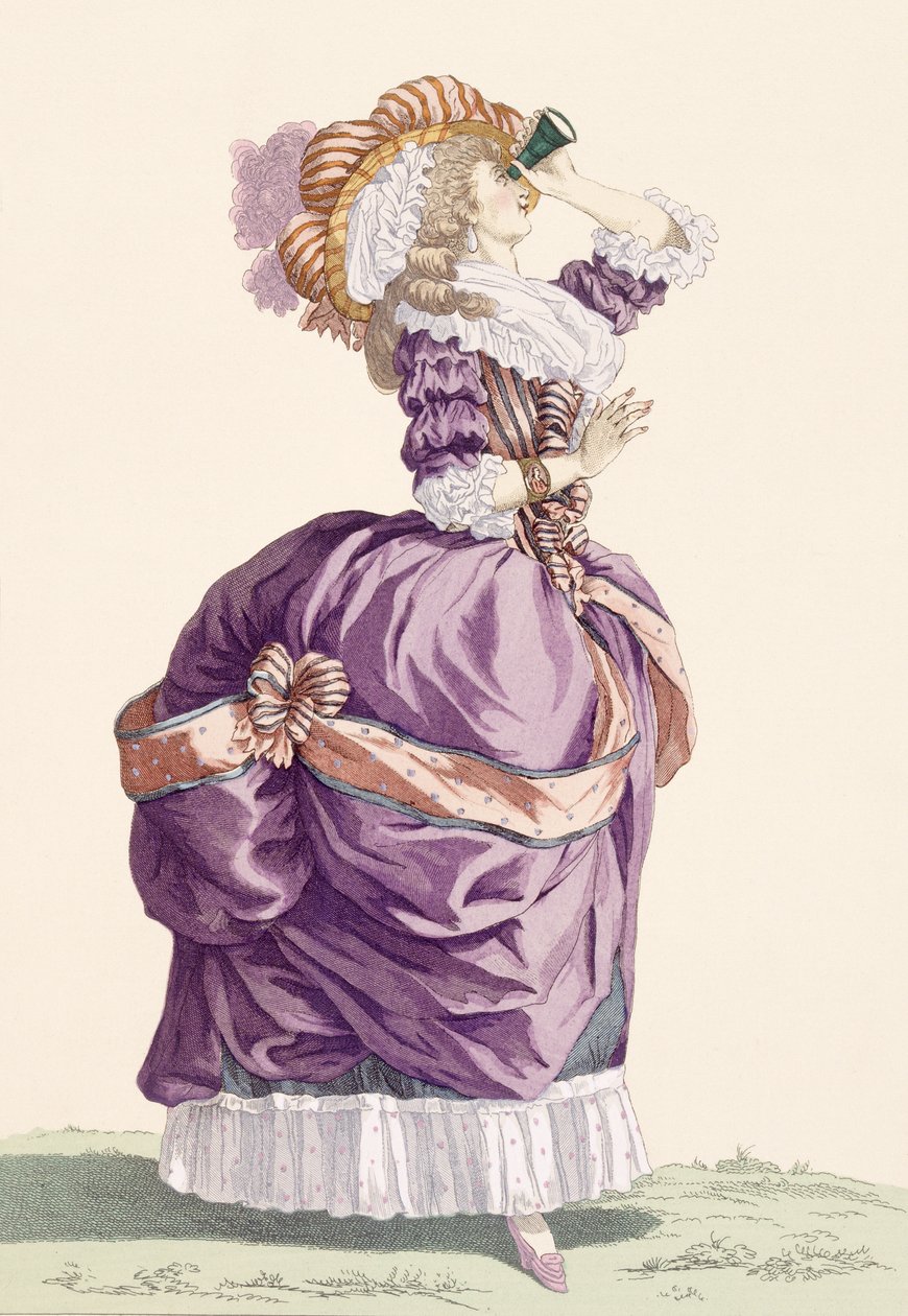 Jovem senhora, gravada por Le Beau, placa no.176 de &39;galerias de moda francesa e trajes&39;, c.1778-87 de Francois Louis Joseph Watteau
