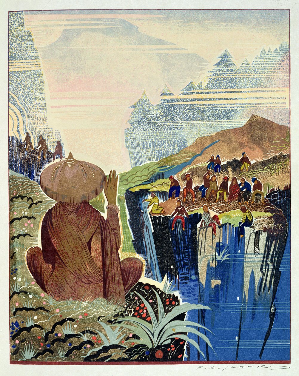 Ilustração para &39;Kim&39; por Rudyard Kipling, publicado em 1930 de Francois Louis Schmied