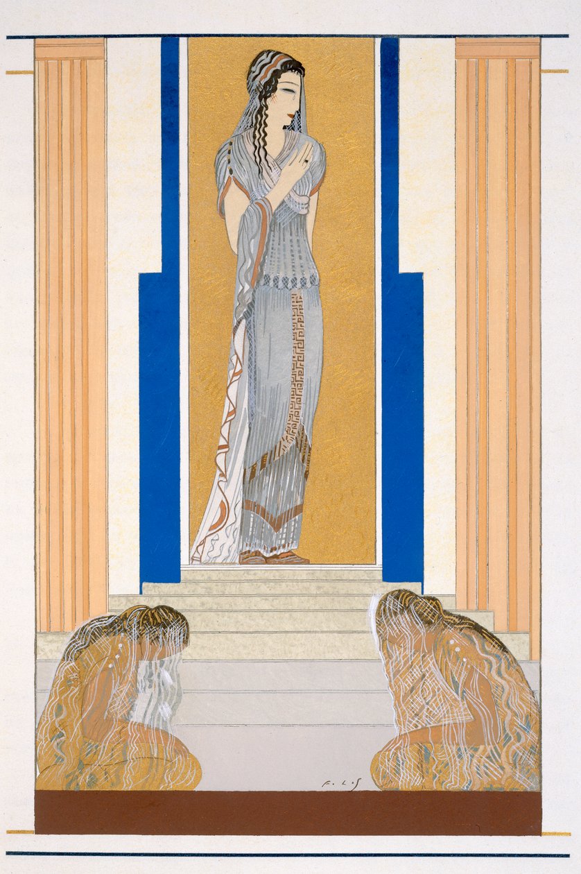 Chorando Penelope e seus assistentes, uma ilustração de "L&39;Odyssee", de Homero, traduzida por Victor Berard, 1929-33 de Francois Louis Schmied