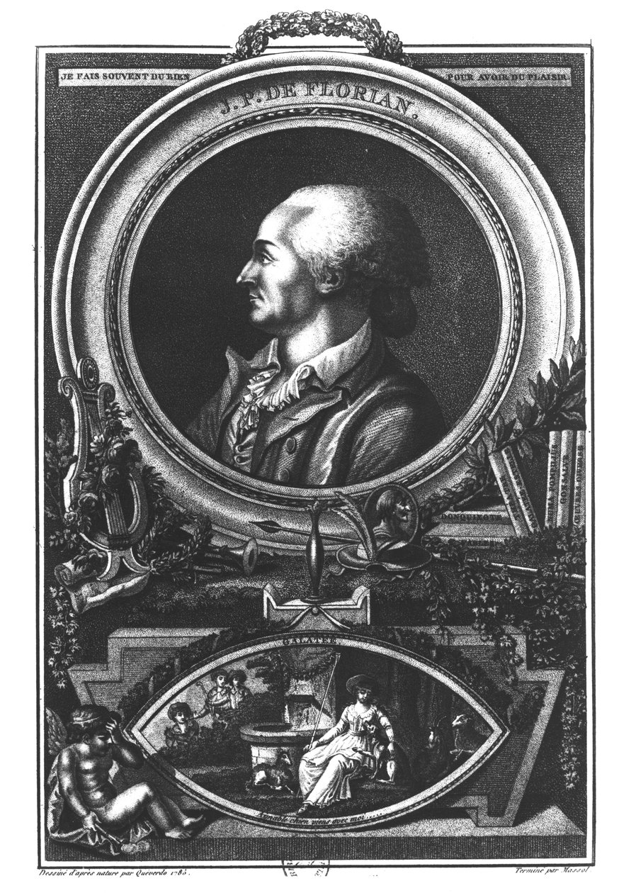 Jean-Pierre Claris de Florian (1755-94) gravado por Massol, 1785 de Francois Maria Isidore Queverdo