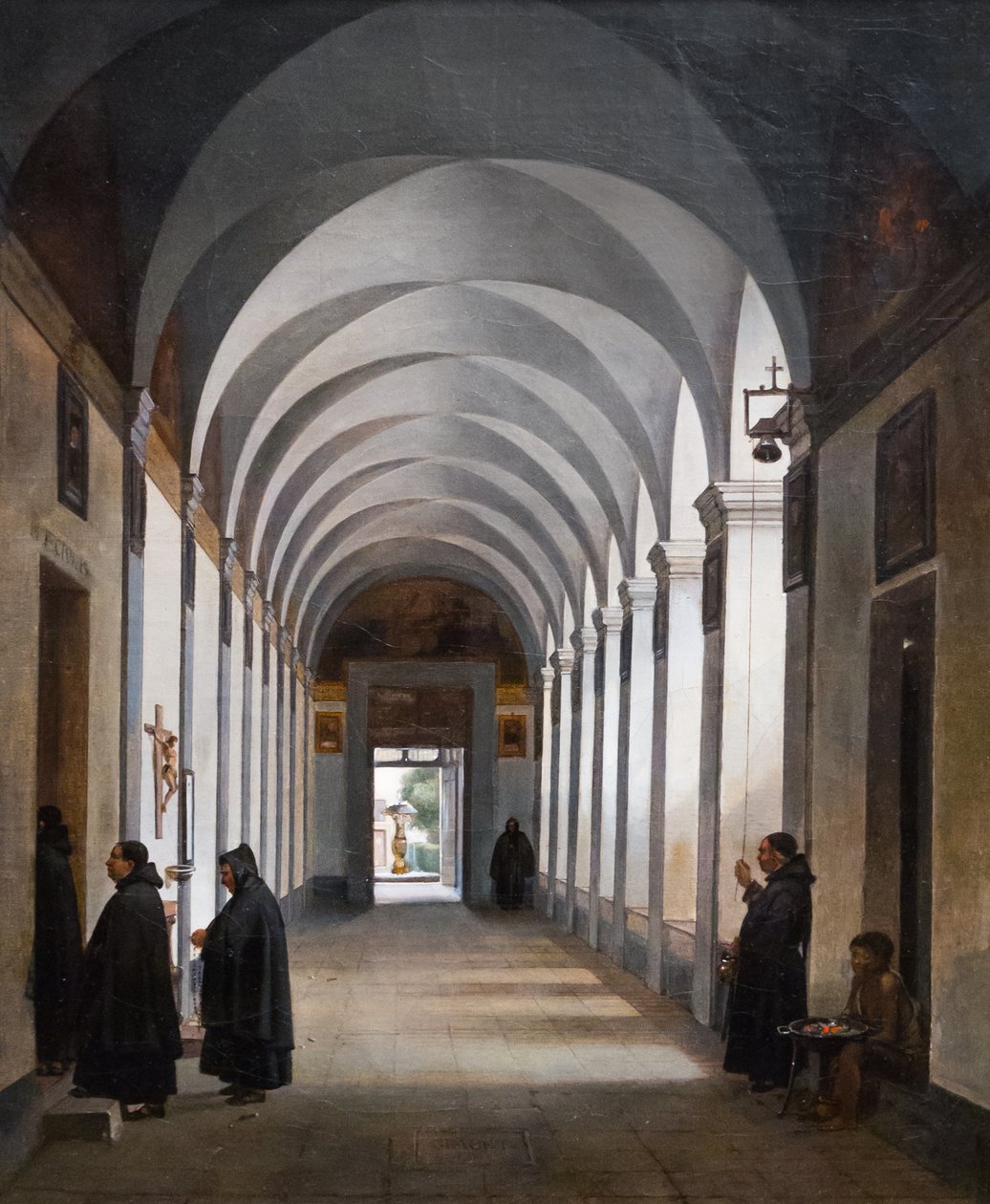 Monges no claustro da igreja de Jesus e Maria, Roma de Francois Marius Granet