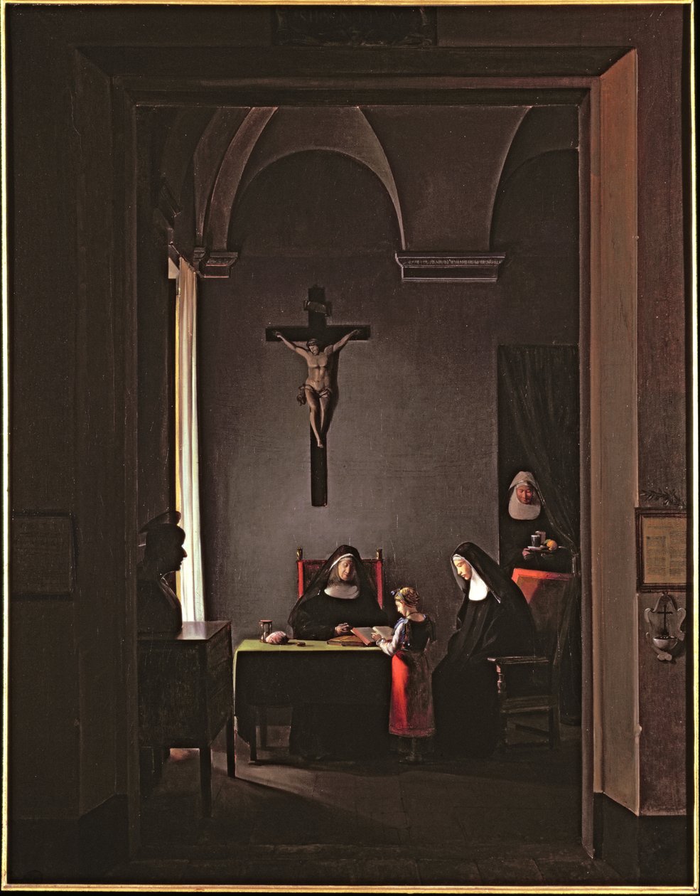 Lição de leitura em um convento, 1810 de Francois Marius Granet