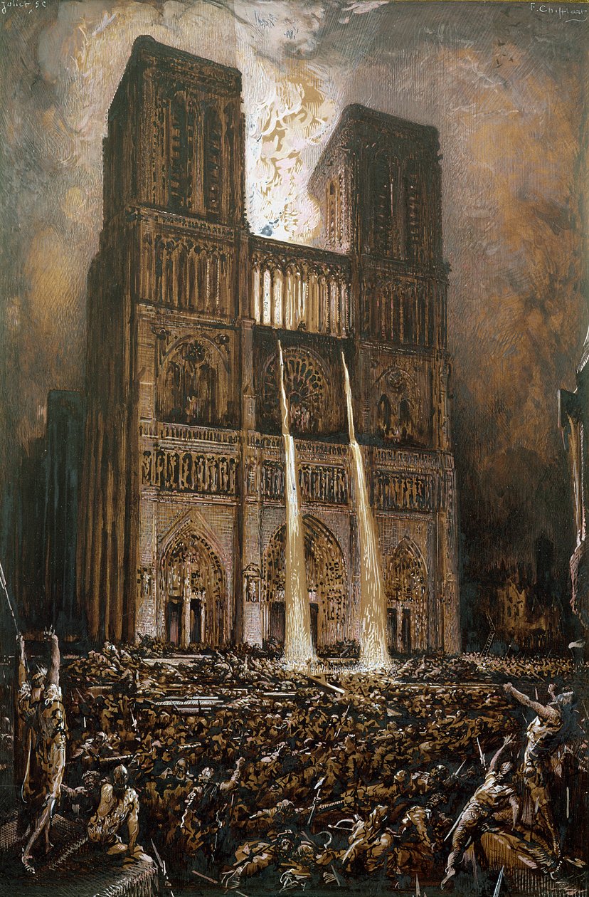 O Populace Sitiante Notre-Dame (caneta e tinta sobre papel) de Francois Nicolas Chifflart