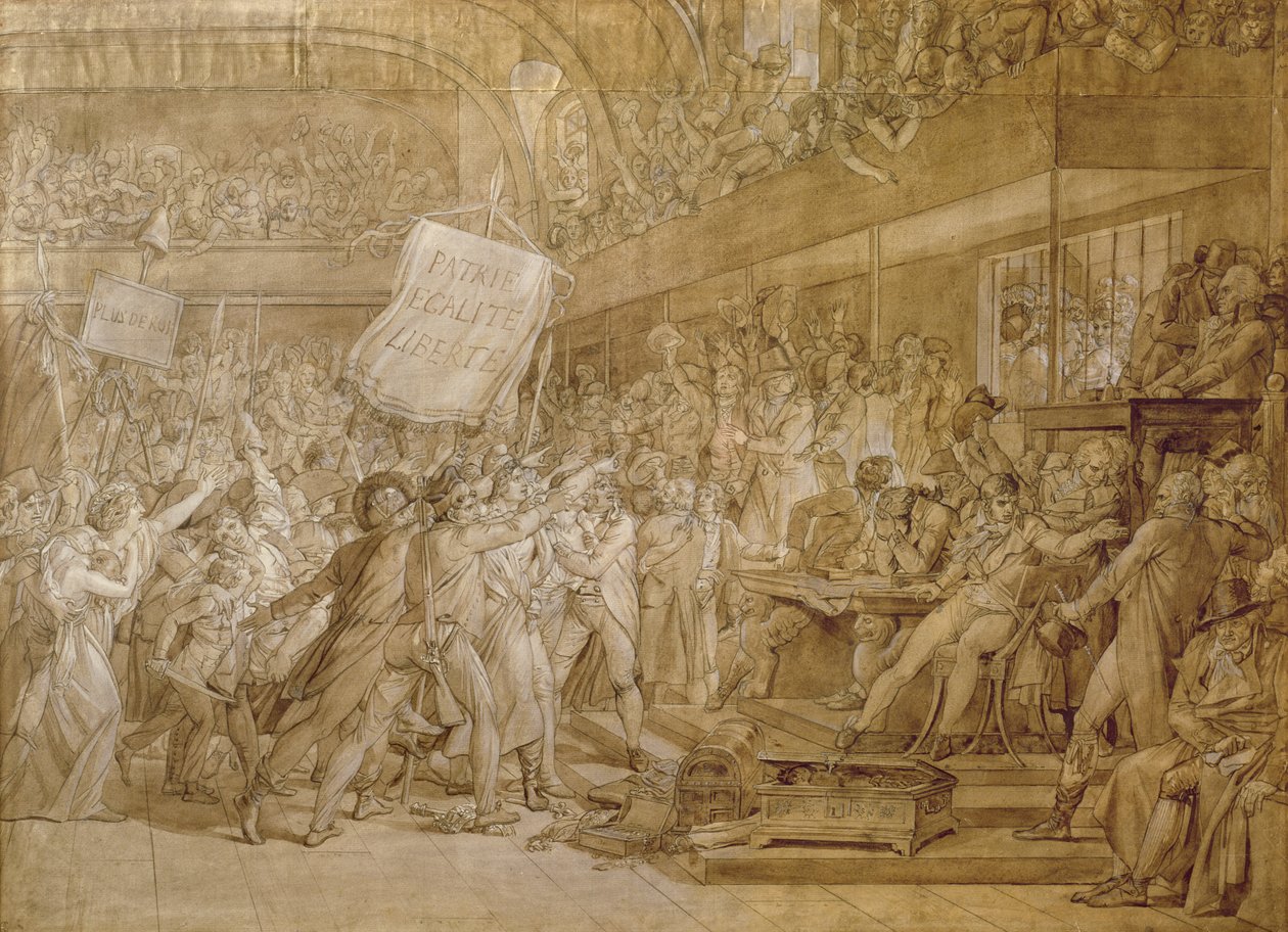 O Povo de Paris assalta as Tulherias em 10 de agosto de 1792 (caneta e tinta no papel) de Baron François Pascal Simon Gérard