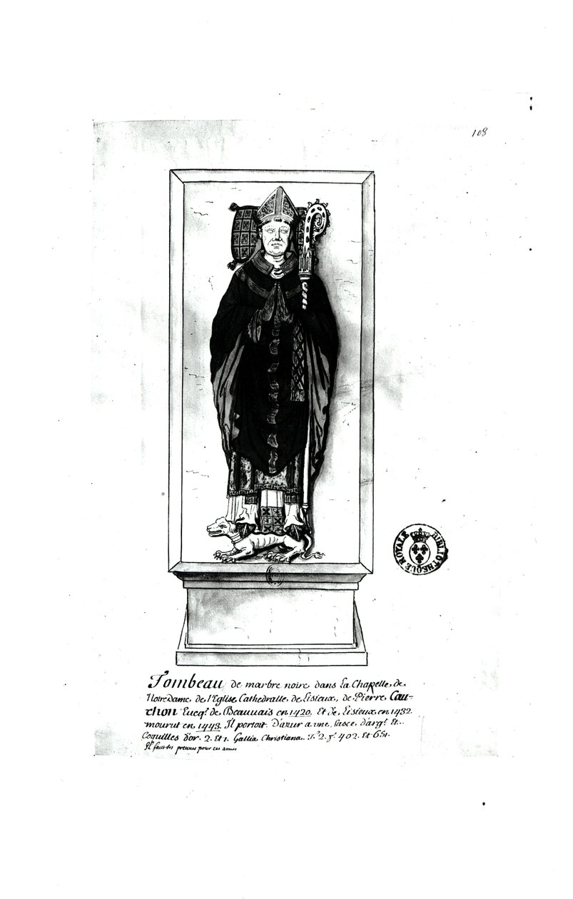 Túmulo de Pierre Cauchon (1371-1442) (caneta e tinta sobre papel) de Francois Roger de Gaignieres