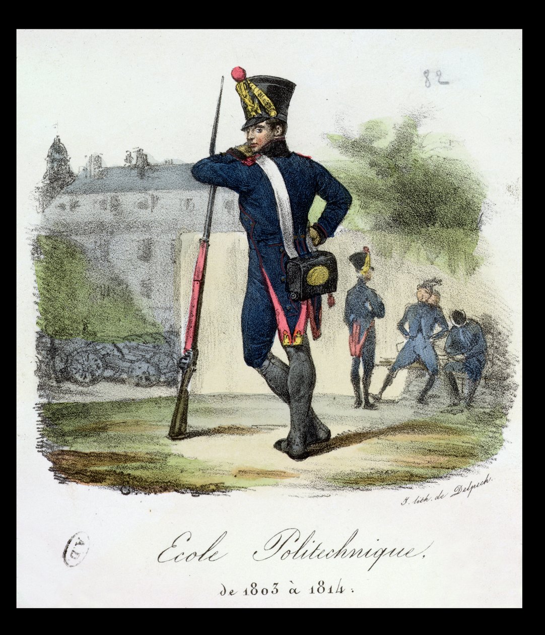 Um aluno em uniforme militar da École Polytechnique, 1803-14 de Francois Seraphin Delpech