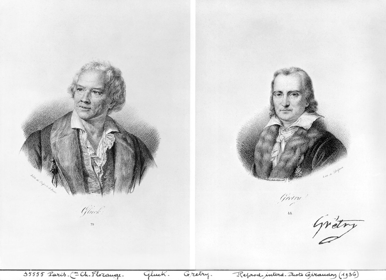 Christoph Willibald von Gluck (1714-1787) e Andre Ernest Modeste Gretry (1741-1813) de Francois Seraphin Delpech