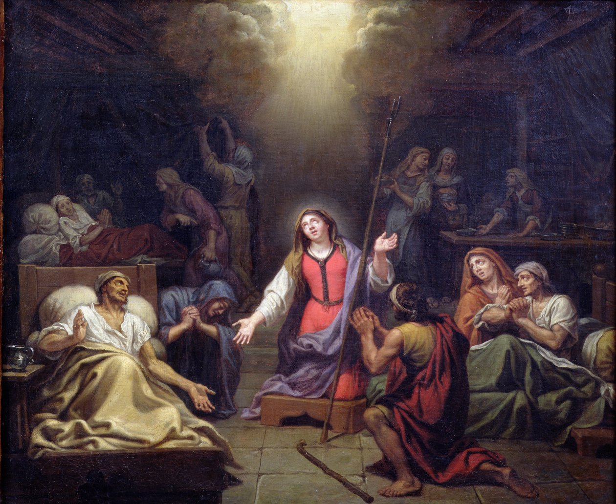St. Genevieve protegendo o doente, 1680 de Francois Verdier