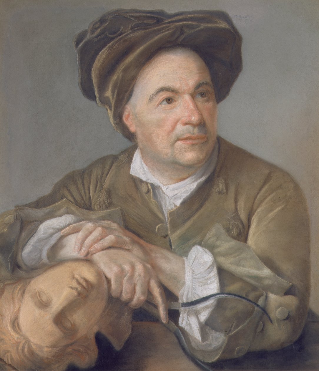 Louis Francois Roubiliac (1702-62) (pastel sobre papel colocado sobre tela) de Francois Vispre