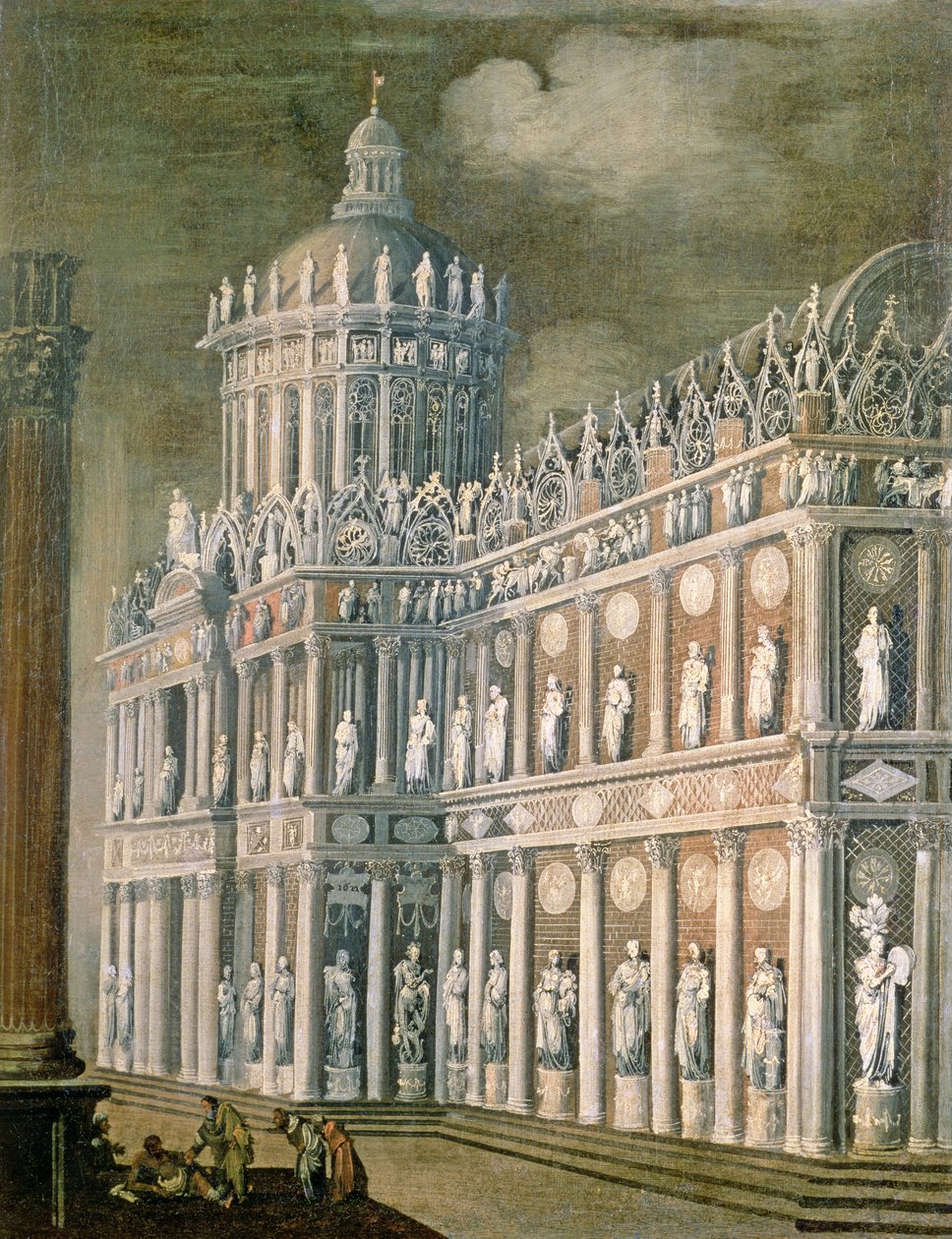 Fantasia arquitectónica representando a cura do paralítico, 1622 de Francois de Nome